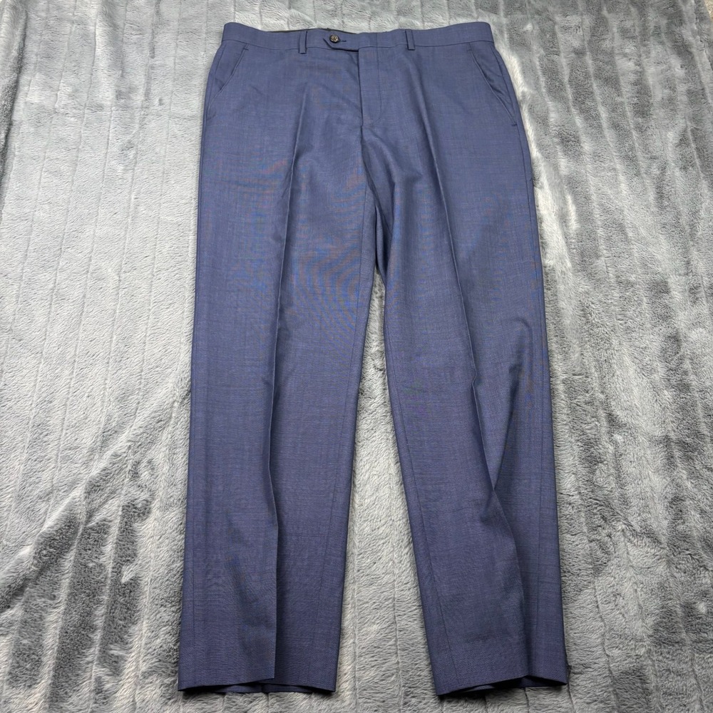 Lauren Ralph Lauren Mens Blue 100% Wool Dress Pants Flat Front Trousers 35x29.5